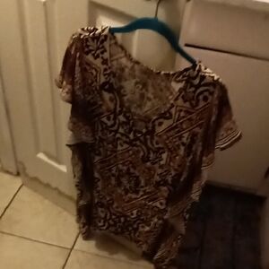 Bohemian Print V-Neck Blouse